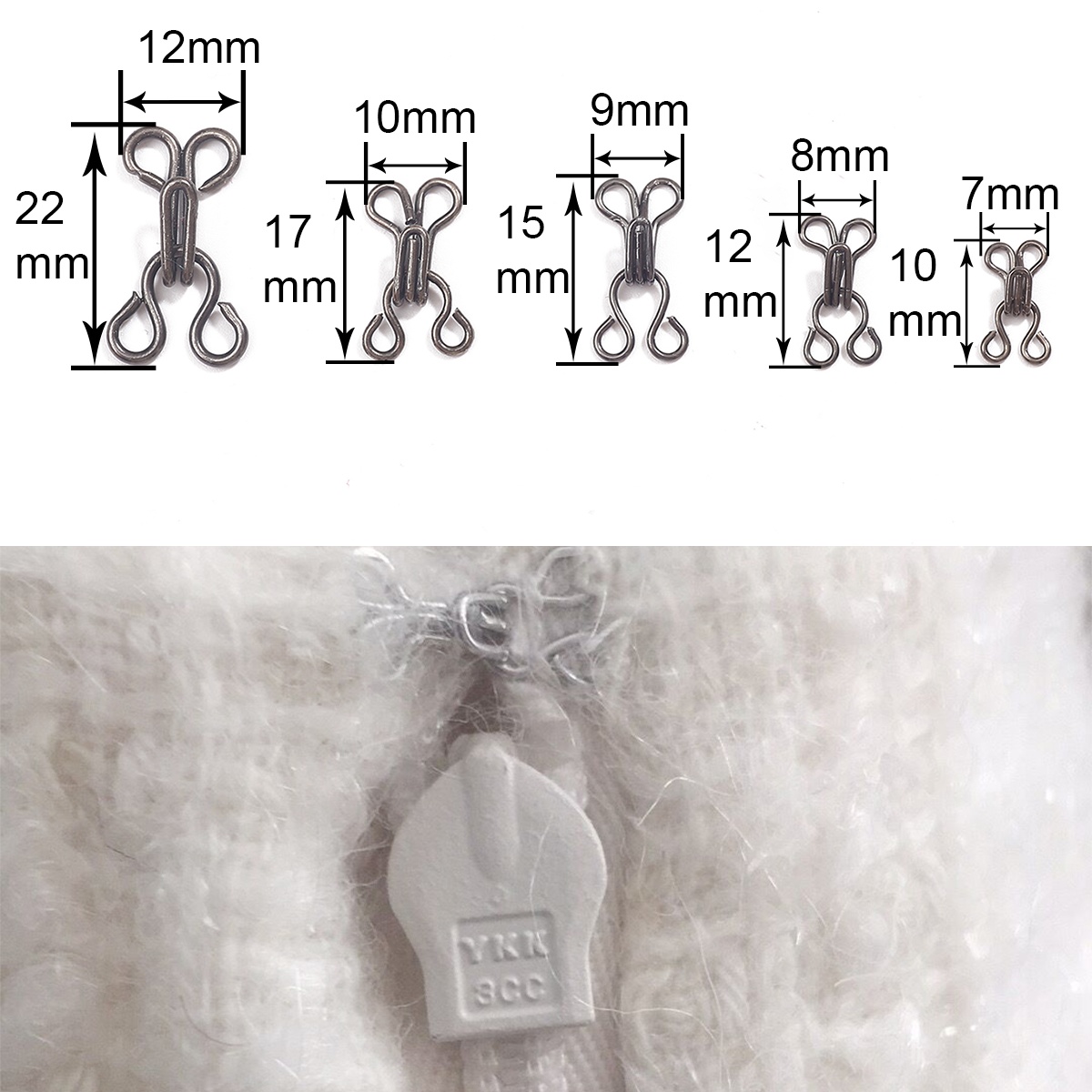 Hook Eye Fastener - 7-12mm 24 Stück Stoffhaken und Ösenverschluss