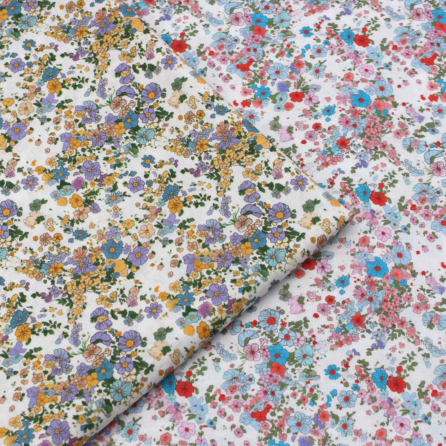 Vintage Sewing Textile - Vintage-Blumenstoff aus 100 % Baumwolle für