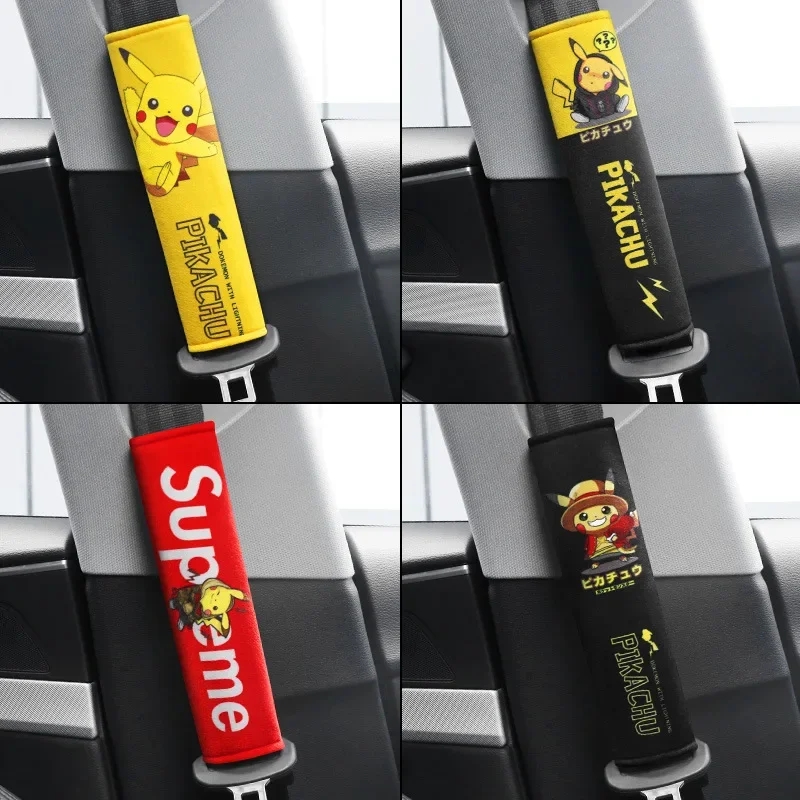Shoulder Pad Set In - Pokemon Autositzgurt-Schulterpolster Zubehör Niedlicher Pikachu Innendekorations-Schutzbezug
