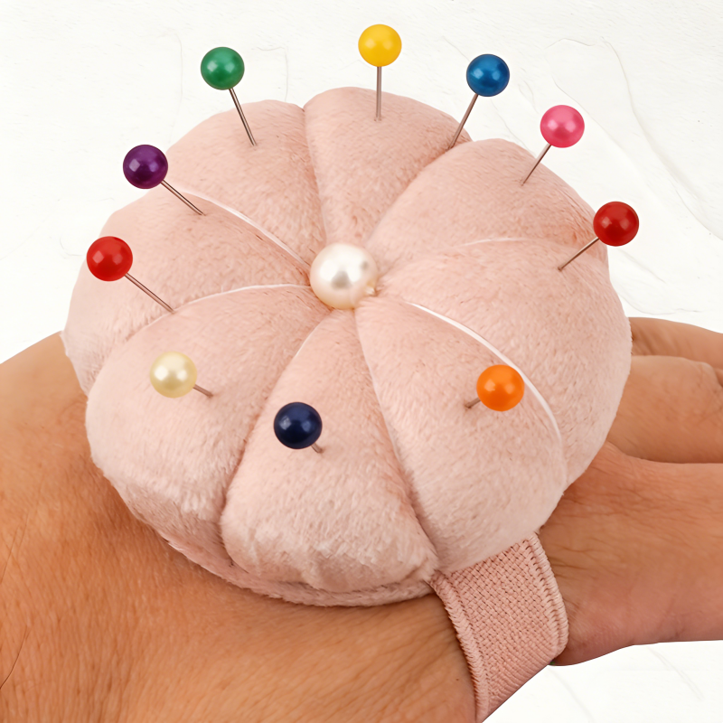 Sewing Pin Cushion - Handgelenk-Nadelkissen zum Nähen, Verstellbares Kürbis-Handgelenkband, Nadel-Organizer