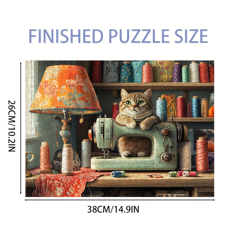 Sewing Recycling - 1000 Stück Mini-Nähmaschinen-Katzenpuzzle – bezaubernde weiße