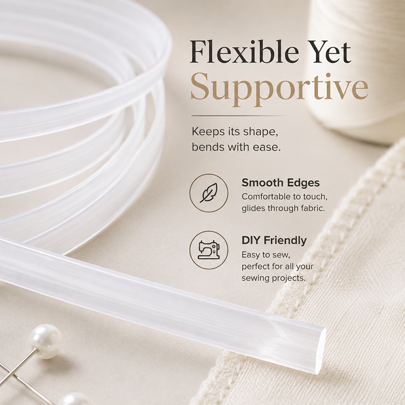 Textile Sewing Support - 30 Meter 4-12mm Transparenter PP-Kunststoff Korsett-Stützstreifen