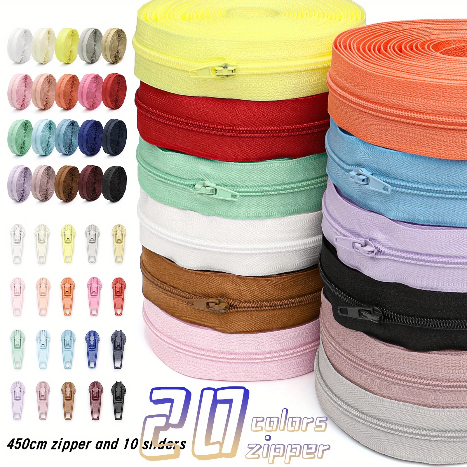 Textile For Sewing - 1 Satz, 3 # Einfarbiger Nylon-Reißverschluss,