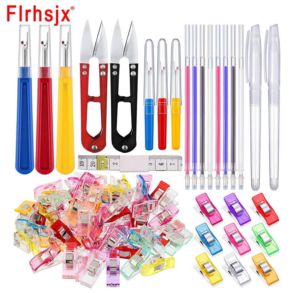 Fabric Marking Pen - 30-teiliges Nähzubehör-Set, Quilt-Clips, Nähen, Nahttrenner, wärmelöschbarer