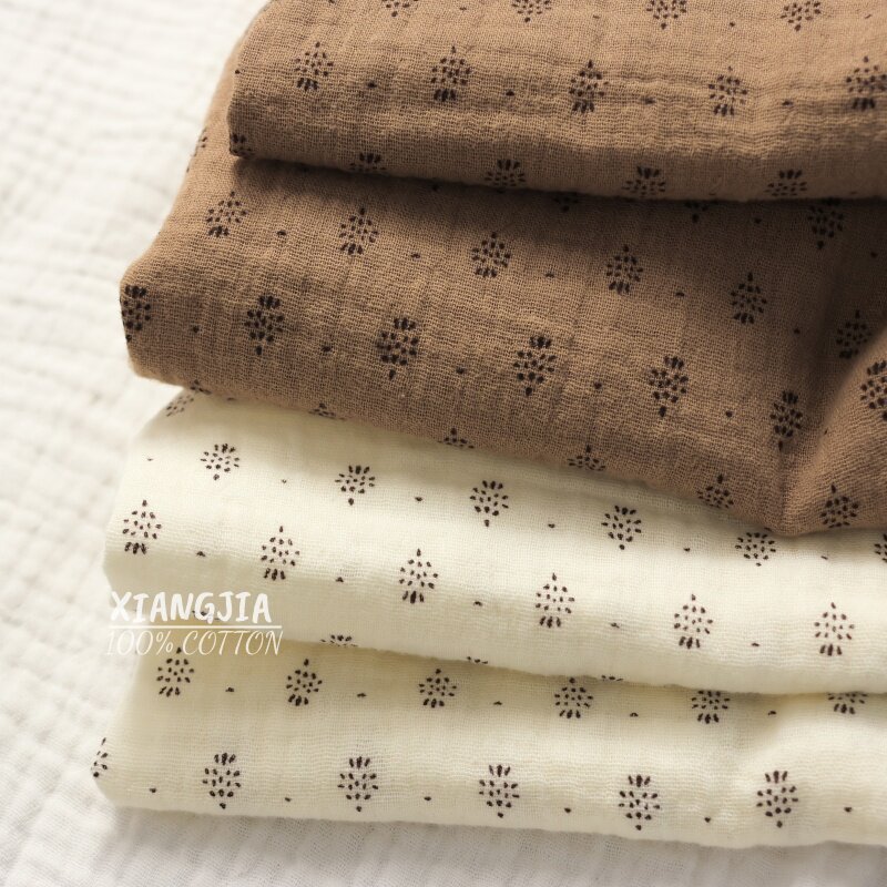 Vintage Sewing Textile - 135x50cm Vintage Baumwollstoff mit Punktmuster, doppellagiger