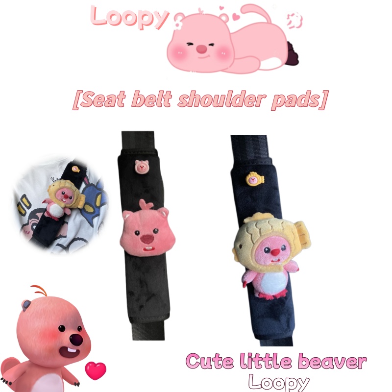 Shoulder Pad Set In - Autosicherheitsgurt-Dekoration Plüsch-Biber Schwarzer Sicherheitsgurt-Schulterprotektor Kleiner Biber