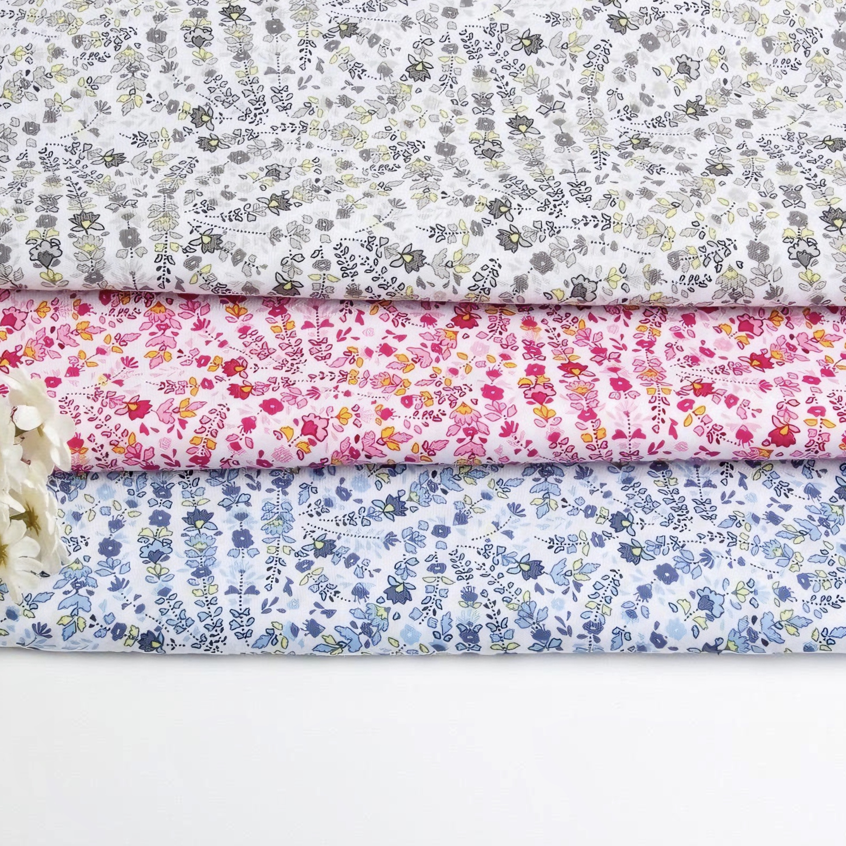 Vintage Sewing Textile - Vintage-Stoff mit Blumenmuster für Schneiderei, atmungsaktiv,