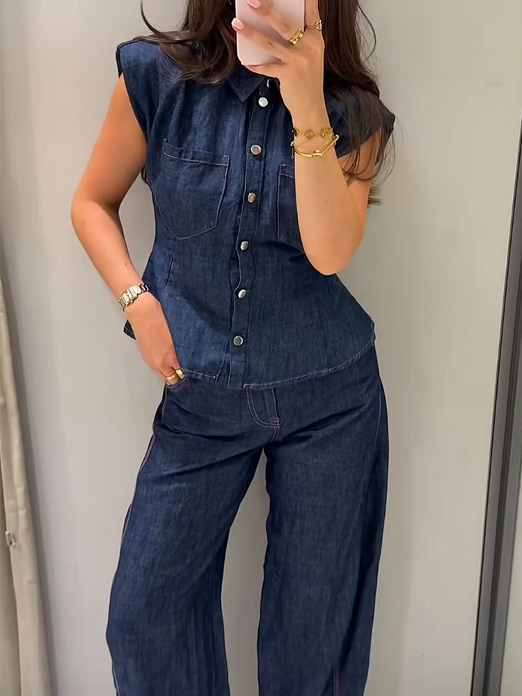 TFMLN Damen Denim-Hosen-Set Sc – Shoulder Pad Set In Bewertung und Preis