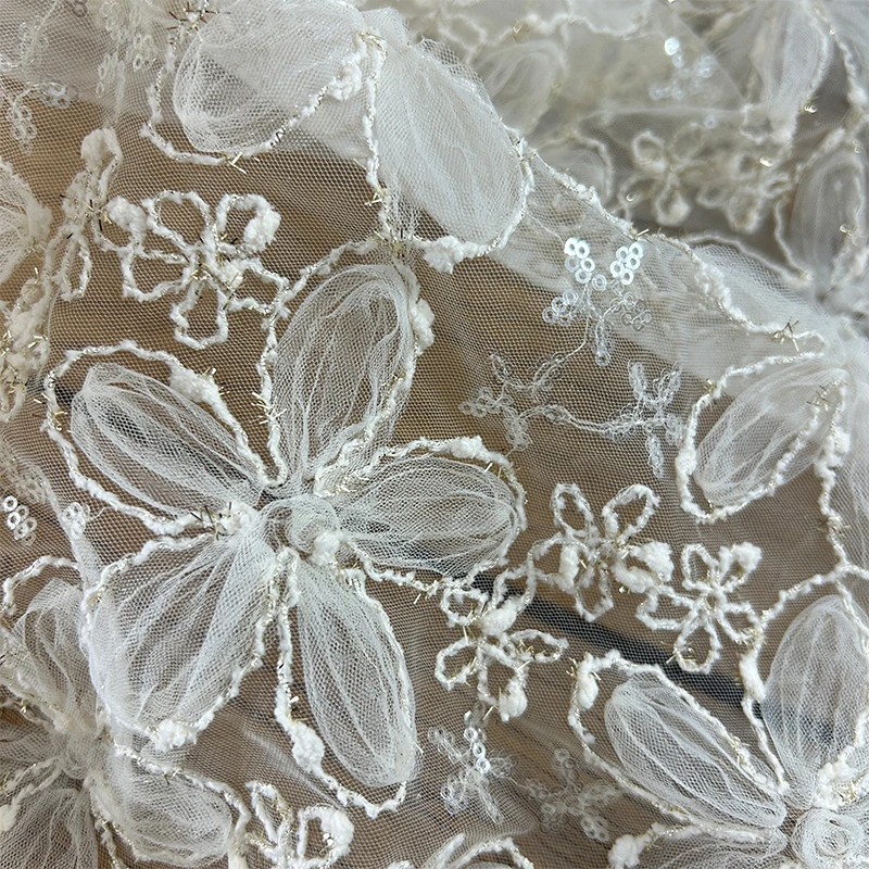 3D besticktes Pailletten-Mesh- – Textile Sewing Techniques Bewertung und Preis