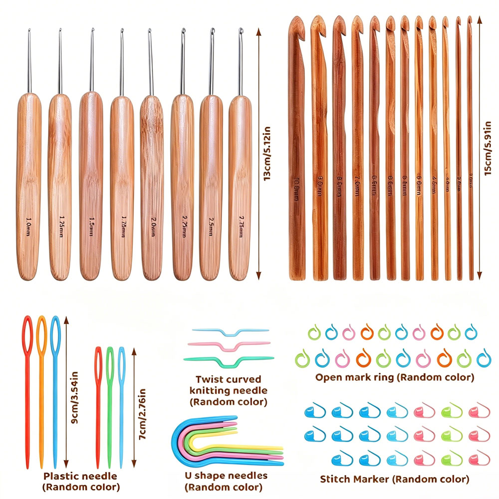 74-teiliges Bambus-Häkelnadel- – Sewing Kit Bewertung und Preis
